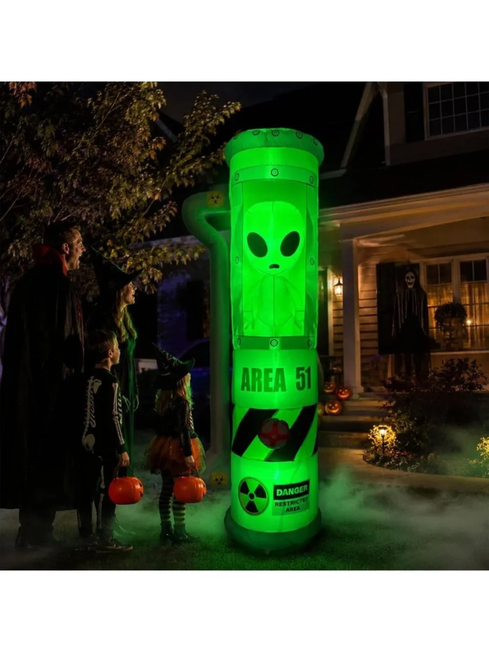 8FT Inflatable Halloween Alien Decor with LED Lights for Outdoor Fun